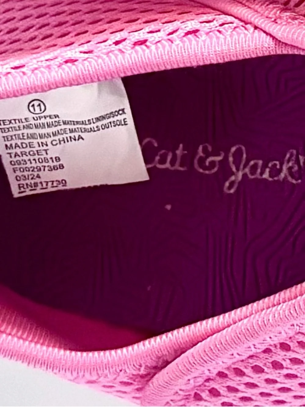 Cat & Jack Toddler Girls Sneakers Bubblegum Pink Mesh Size 11 EUC